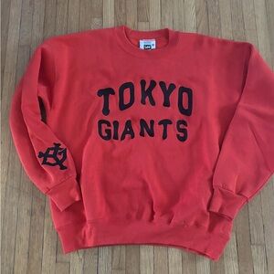 🔥 Vintage Lee Men's Orange Tokyo Giants Crewneck Sweatshirt Embroidered XL Rare